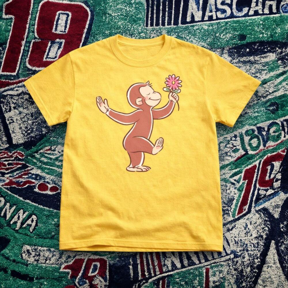 Curious George Cartoon Monkey Graphic Tee Yellow Unisex
